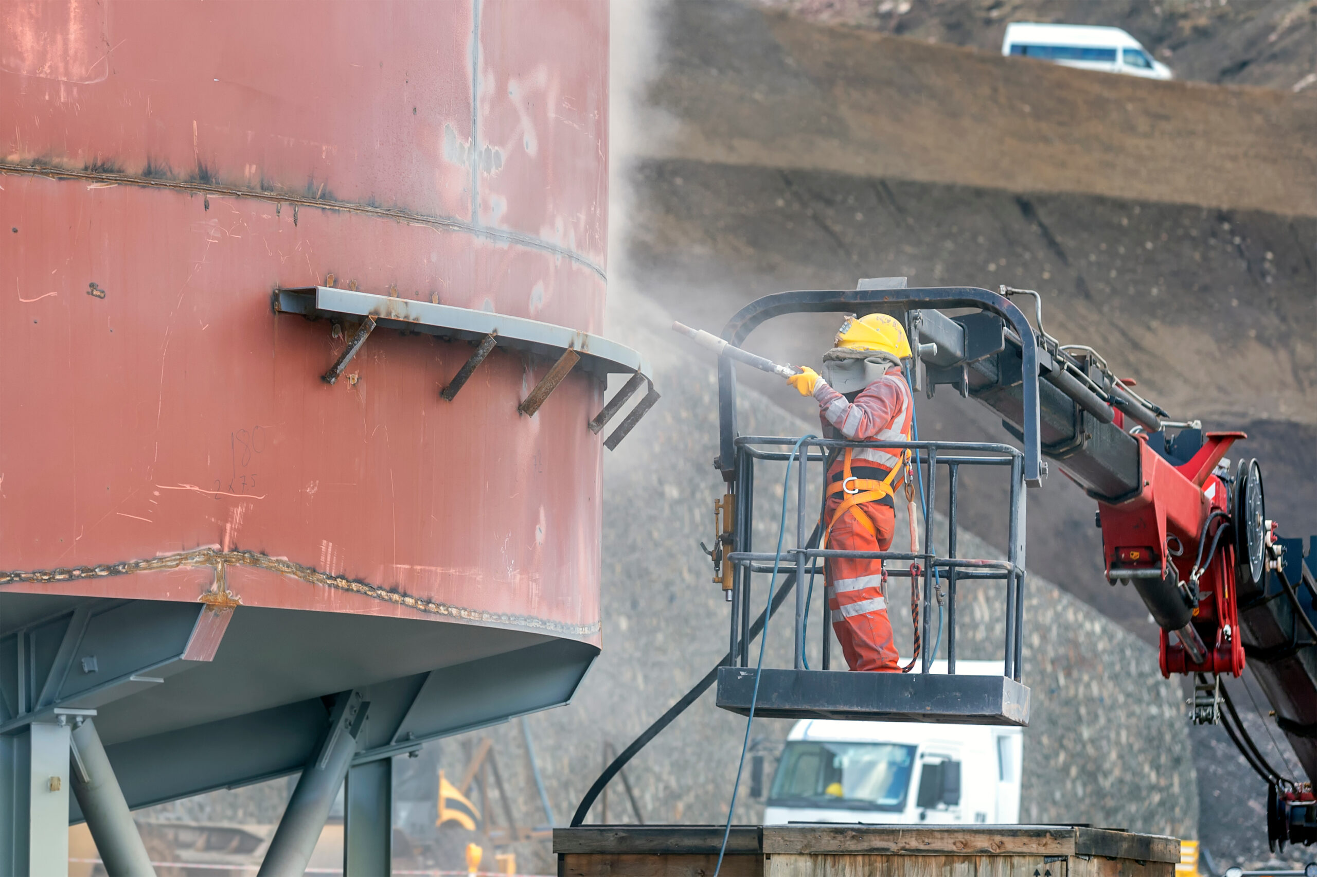 Industrial storage tank surface preparation